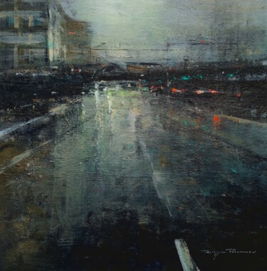 Schilderij getiteld ""impressions urbain…" door Philippe Perennou, Origineel Kunstwerk, Acryl Gemonteerd op Houten paneel