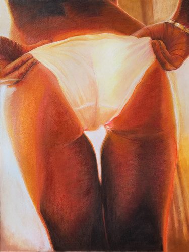 Drawing titled "La petite culotte" by Philippe Petit, Original Artwork, Pastel