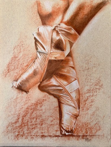 Рисунок под названием "Pain and grace" - Philippe Petit, Подлинное произведение искусства, Цветные карандаши