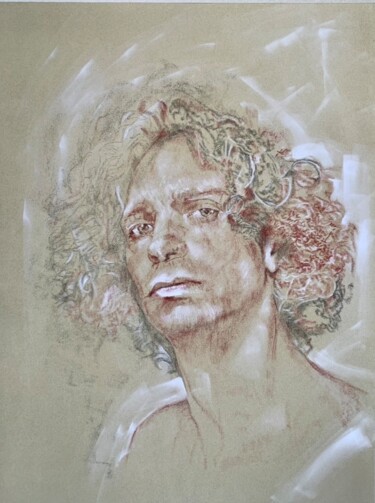 Disegno intitolato "Andrea Morani portr…" da Philippe Petit, Opera d'arte originale, Matite colorate