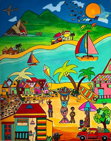 Painting titled "Une magnifique jour…" by Philippe Seigle, Original Artwork, Acrylic Mounted on Wood Stretcher frame