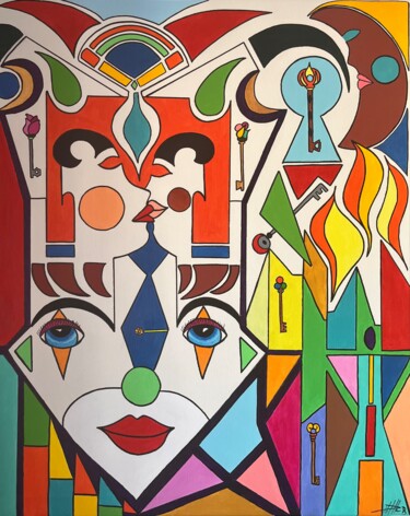 Painting titled "Keys" by Philippe Seigle, Original Artwork, Acrylic Mounted on Wood Stretcher frame