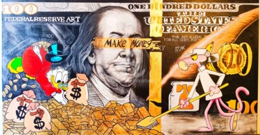 Painting titled "Make Money" by Philippe Toneut, Original Artwork, Acrylic Mounted on Wood Stretcher frame