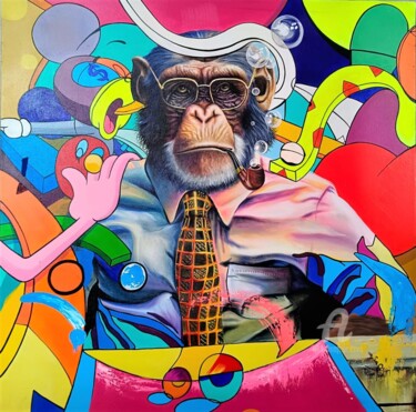 Картина под названием "Big Boss" - Philippe Toneut, Подлинное произведение искусства, Акрил Установлен на Деревянная рама дл…