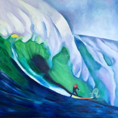 Malerei mit dem Titel "Surfeur" von Philippe Van Bellinghen, Original-Kunstwerk, Öl