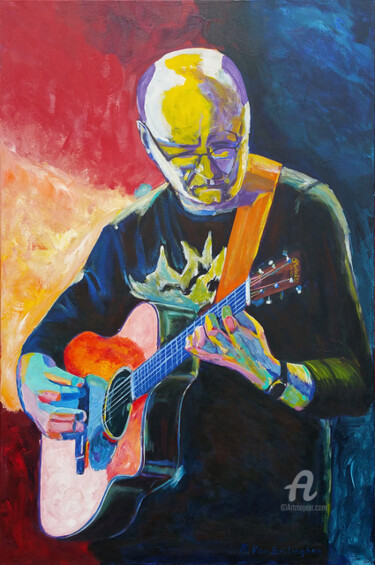 Schilderij getiteld "Guitariste jacques…" door Philippe Van Bellinghen, Origineel Kunstwerk, Acryl