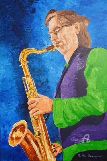 Peinture intitulée "Saxophoniste - erwi…" par Philippe Van Bellinghen, Œuvre d'art originale, Acrylique