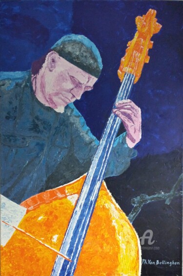 Pintura titulada "Bassiste - Sal la R…" por Philippe Van Bellinghen, Obra de arte original, Acrílico