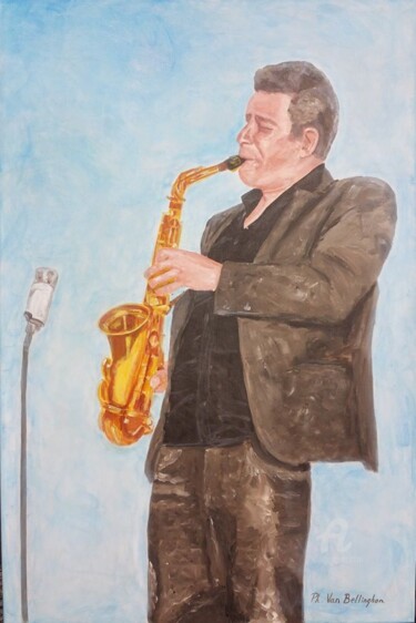 Pintura intitulada "Saxophoniste Philip…" por Philippe Van Bellinghen, Obras de arte originais, Acrílico