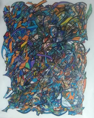 Peinture intitulée "in moebius brain" par Mecka, Œuvre d'art originale, Acrylique