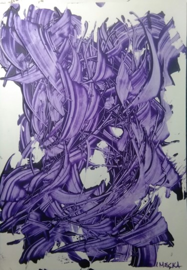 Painting titled "purple waves" by Mecka, Original Artwork, Acrylic