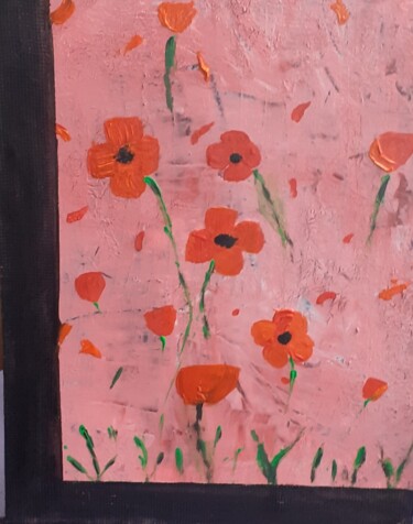 Pintura titulada "FLEURS SUR FOND ROSE" por Philipps.Pagès.Michèle, Obra de arte original, Acrílico Montado en Bastidor de c…