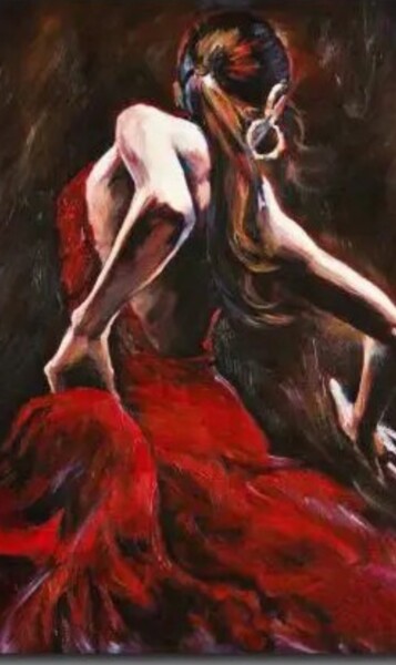 Painting titled "Flamenco Dancer I" by Phill Bello, Original Artwork, Oil