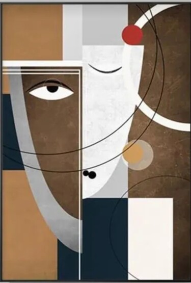 Картина под названием "Geometric Face (90x…" - Phill Bello, Подлинное произведение искусства, Масло