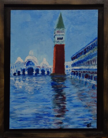 Malerei mit dem Titel "Place San Marco 01" von Philippe Levasseur, Original-Kunstwerk, Acryl Auf Andere starre Platte montie…