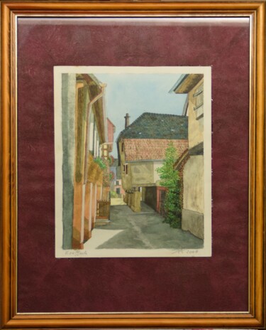 Painting titled "Vieille maison à Ro…" by Philippe Levasseur, Original Artwork, Watercolor