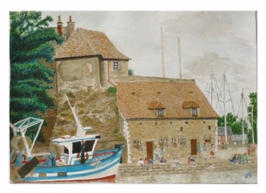 Painting titled "port de Honfleur, l…" by Philippe Levasseur, Original Artwork, Oil