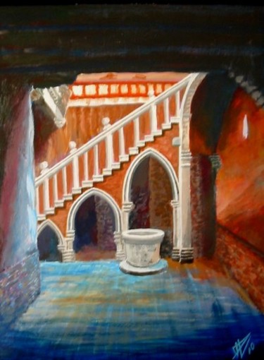 Painting titled "Casa Goldoni" by Philippe Levasseur, Original Artwork, Acrylic Mounted on Cardboard