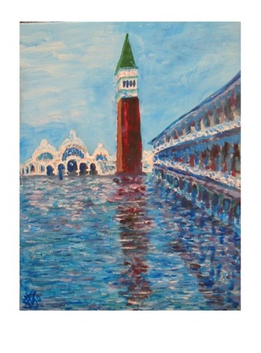 Peinture intitulée "Piazza San Marco 02" par Philippe Levasseur, Œuvre d'art originale, Acrylique Monté sur Carton