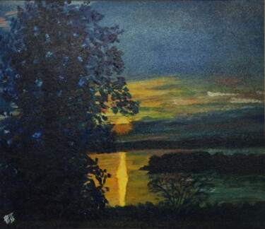 Peinture intitulée "Coucher de soleil s…" par Philippe Levasseur, Œuvre d'art originale, Huile