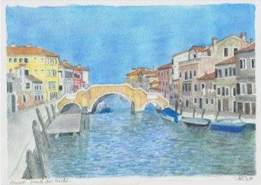 Painting titled "ponte dei archei" by Philippe Levasseur, Original Artwork, Oil