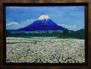 Pintura titulada "Mont Fujiyama au pr…" por Philippe Levasseur, Obra de arte original, Acrílico Montado en Otro panel rígido