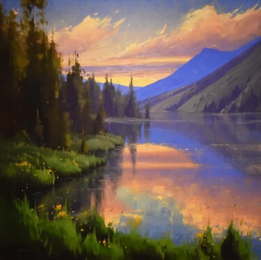 Painting titled "Sundown Hahns Peak…" by Phillip Amos Attorney Denver, Original Artwork, Acrylic