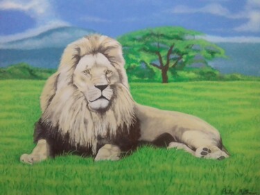 Картина под названием "The Lion King" - Phillip Matthews, Подлинное произведение искусства, Акрил