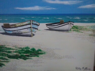 Painting titled "On the beach" by Phillip Matthews, Original Artwork, Acrylic