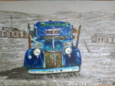 Schilderij getiteld "Old Blue" door Phillip Matthews, Origineel Kunstwerk, Olie Gemonteerd op Houten paneel