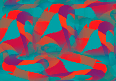 Digital Arts titled "Red Swans on Green…" by Phillip Reese, Original Artwork, 2D Digital Work