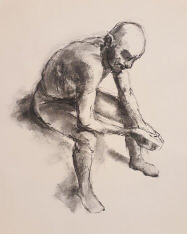 图画 标题为“Le penseur” 由Philms, 原创艺术品, 木炭