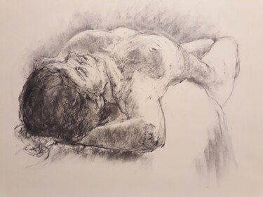 Drawing titled "Raccourci plongeant" by Philms, Original Artwork, Charcoal