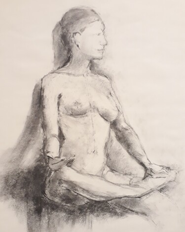 Tekening getiteld "Yoga" door Philms, Origineel Kunstwerk, Houtskool