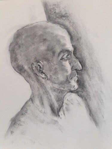 Drawing titled "Regard intérieur..." by Philms, Original Artwork, Charcoal