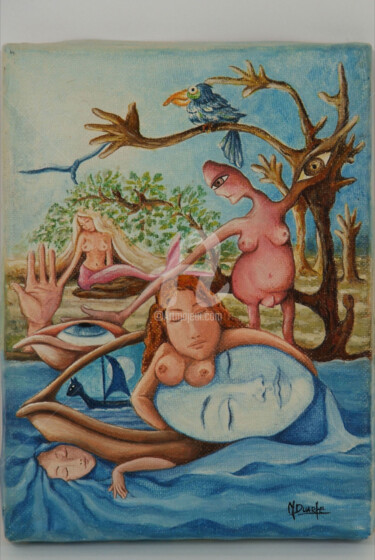 Painting titled "forest" by Philomena Duarte, Original Artwork, Acrylic