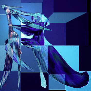 Digitale Kunst mit dem Titel "Le tango bleu" von Philippe Loze, Original-Kunstwerk, Digitale Malerei