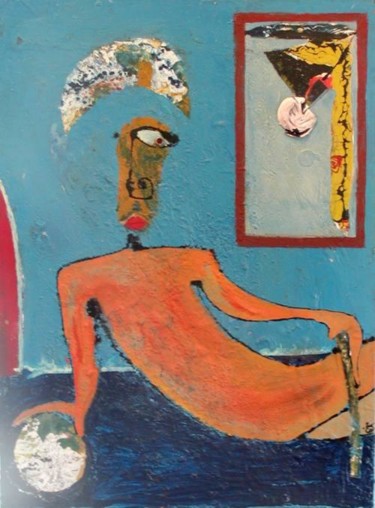 Schilderij getiteld "ME STESO" door Sergio Santilli, Origineel Kunstwerk, Olie