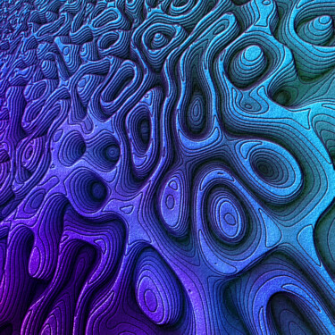 Digital Arts titled "Cratérisation azurée" by Phim, Original Artwork, Digital Painting