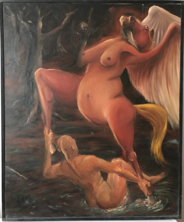 Painting titled "Pégase" by Coul, Original Artwork, Oil