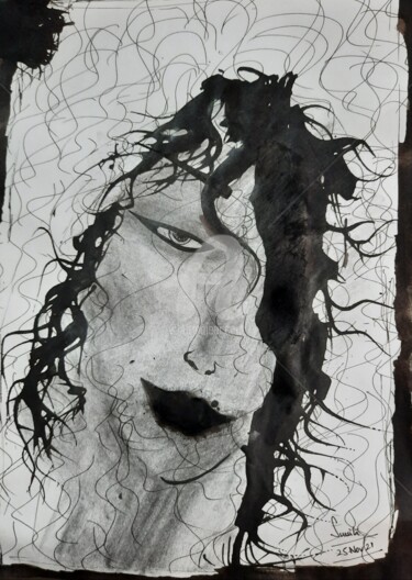 Painting titled "The Gaze" by Blackbeauty13, Original Artwork, Ink