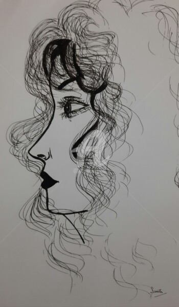 Painting titled "Her" by Blackbeauty13, Original Artwork, Ink