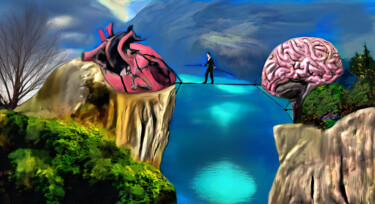 Digitale Kunst mit dem Titel "Heart and Brain" von Michele Poenicia, Original-Kunstwerk, Digitale Malerei