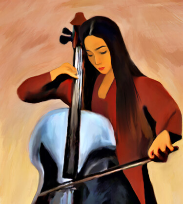 Arts numériques intitulée "Cellist" par Michele Poenicia, Œuvre d'art originale, Peinture numérique