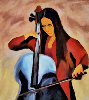 Cellist Arts numériques intitulée "Cellist" par Michele Poenicia, Œuvre d'art originale, Peinture numérique