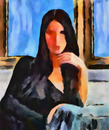 Digitale Kunst mit dem Titel "Portrait of woman" von Michele Poenicia, Original-Kunstwerk, Digitale Malerei