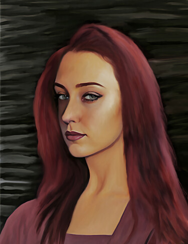 Arts numériques intitulée "Red hair girl" par Michele Poenicia, Œuvre d'art originale, Peinture numérique