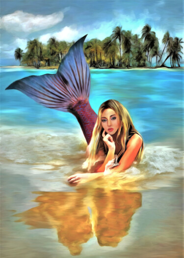 Digital Arts titled "Mermaid" by Michele Poenicia, Original Artwork, Digital Painting