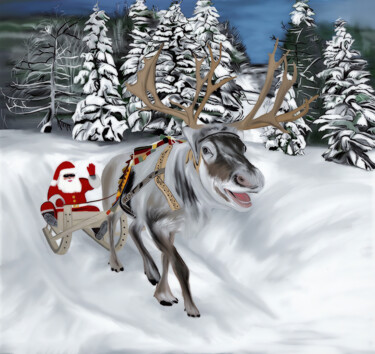 Digital Arts titled "Santa Claus" by Michele Poenicia, Original Artwork, Digital Painting