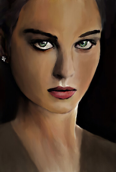 Digitale Kunst mit dem Titel "Face of woman" von Michele Poenicia, Original-Kunstwerk, Digitale Malerei